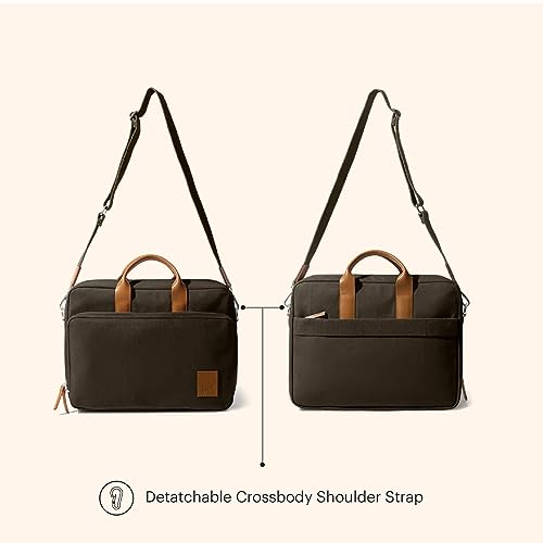 Image of DailyObjects 100% Cotton Canvas Commute Laptop Messenger Bag for Men & Women | Travel Shoulder Handbag With Trolley Sleeve | Metal Zip Closure | Leather Handles | Padded Laptop Compartment For 14 inch