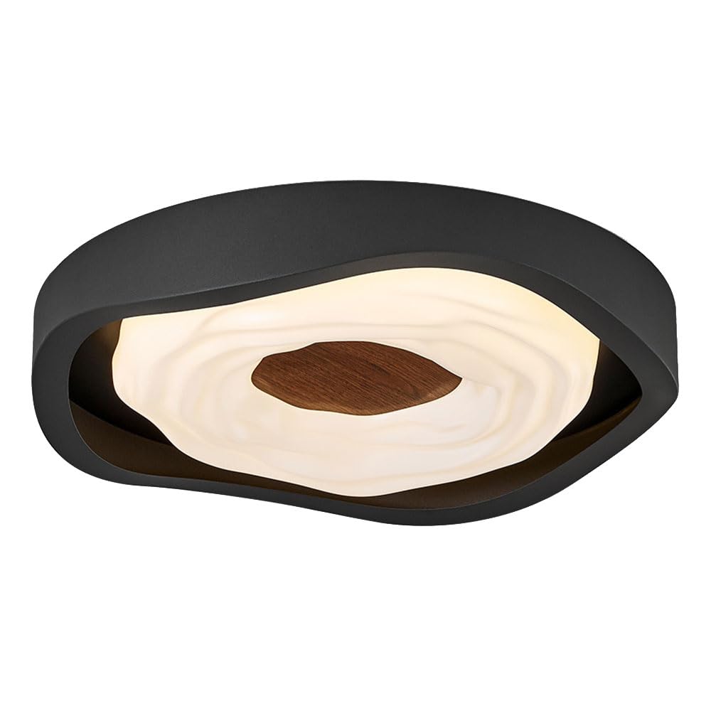 JXYDJH Modern Ceiling Lights, Black Minimalist 19.7IN Round Close to Ceiling Light Fixture, Flush Mount Indoor Hallway Light Fixtures Creative Wood Grain Design for Entryway,Kitchen, Master Bedroom