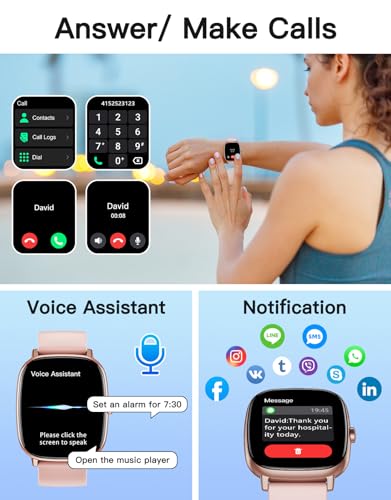 HUAKUA Smart Watches for Women with GPS Built-in, Answer/Make Calls, 1.95" Smartwatch for iPhone/Android Phones, Fitness Watch with Heart Rate/Sleep Monitor 100+ Sports Modes IP68 Waterproof (Pink) — view 3