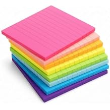 8 Pack Lined Sticky Notes 4x4 in Post Sticky Notes with Lines, 8 Bright Colors Self Sticky Notes, Large Ruled Sticky Note for Office, 50 Sheet/Pad