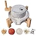 Nizodo Artisanal Natural Stone Grain Mill (Solid Wood Base) - Household Grinder for Wheat/Spices & Coffee Beans, Ideal for Breads & Tortillas (7.87x11.8 Inches)