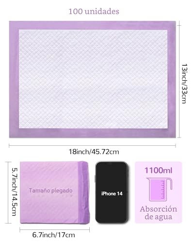 Miniatura 7 de Buyockss Cambiadores Desechables Para Bebé, Paquete De 100 Almohadillas Desechables Para Bebé, Ultra Suaves, Impermeables, Para Cambiar Pañales, 13 X 18 Pulgadas, 3345-100p