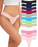Sunm Boutique Lace Thongs for Women, Cotton Womens Underwear Pack, Sexy Low Rise T Back Cheeky Panties (12 Pack, X-Large, Multicolor)