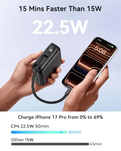 20000mAh Portable Charger, 22.5W Power Bank Built-In Cables and AC Plug - image 6