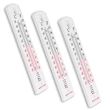mumbi 3X Thermometer wetterfest Gartenthermometer Zimmerthermometer Analog für Innen und Außen, Weiß