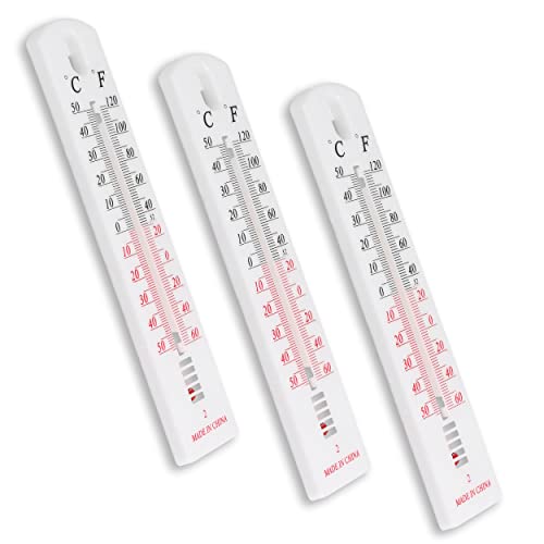mumbi 3X Thermometer wetterfest Gartenthermometer Zimmerthermometer Analog für Innen und Außen, Weiß Cover