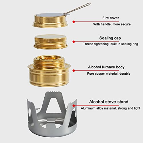 Ca Mode Alcohol Burner Portable Copper Stove Camping Stove Brass Oven Aluminum Alloy Mini Ultralight With Sealed Cap Extinguish Lid For Picnic Bbq - Grey #TOP6