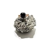  Anillo de Plata 925 & Oro Rosa 18K con Ónix Negro (Piedra Natural) 8mm