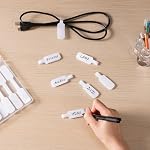 Trilancer Reusable Cable Cord Wire Labels, Easy to Write on, Hook&Loop Closure, for Organizing and Identification, Cable Tags, Multiple Uses - 35PCS(White)