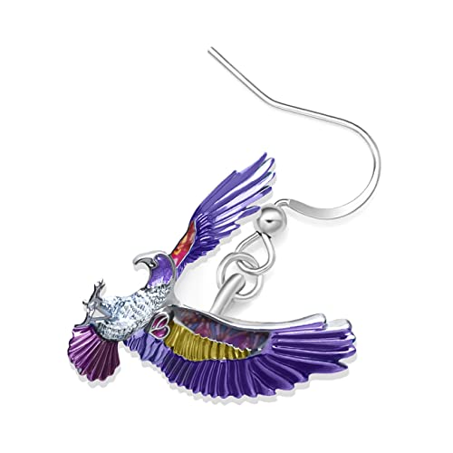 Duowei Cute Enamel Eagle Earrings Hawk Dangle For Women Girls Bird Jewelry Gifts (Purple) #TOP3