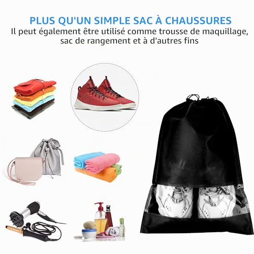Dantolo 12 Pièces Sac à Chaussures Voyage,44x32cm Housses Chaussures,Noir – vue 4