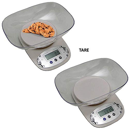 Balança de Cozinha Digital possui Cuba Recipiente com Tara Escala 1 grama auto off