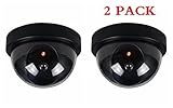 2 Pack indoor Outdoor Dome Camera Dummy Fake Security CCTV Dome Camera with Flashing Red LED Light, Blink Every Other Second