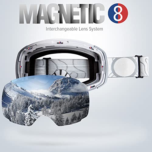 Outdoormaster Ski Goggles Pro - Frameless, Interchangeable Lens 100% Uv400 Protection Snow Goggles For Men & Women (Camo Frame Vlt 10% Grey Lens With Revo Silver And Free Protective Case) #TOP1