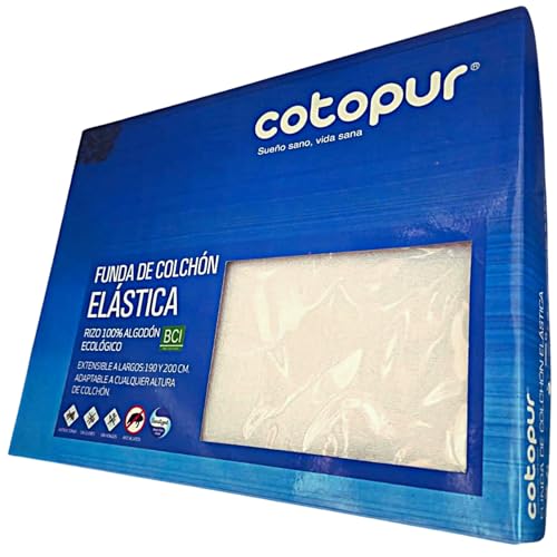 CueVitae® Funda de Colchón | Tejido Rizo 100% ALGODÓN BCI | Ecológico y Transpirable | Elástica, Adaptable hasta 30 cm de Altura | Antiácaros, Antibacterias, Sin Olores (135X190-200)