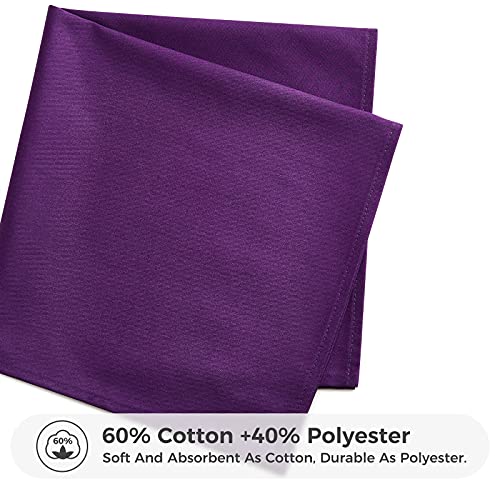 Veeyoo Purple Cloth Napkins Set Of 12-20 X 20 Inch Soft Poly Cotton Dinner Napkins, Washable Reusable Cotton Table Napkins For Dinner, Parties, Wedding And More #TOP1