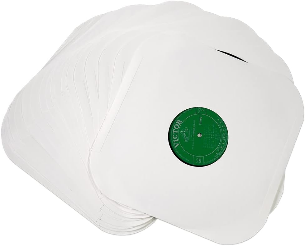 sdroceRyaM 12 Inches Vinyl Record Inner Paper Sleeves - 100g Anti-Static White Kraft Paper Protection Covers for 12'' 33 RPM LP Record Vinyl - 20 Pack