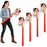 HUASD Aufblasbare Pferd Stange Rot Hobby Horse Pony Stab Party Deko Kostüm