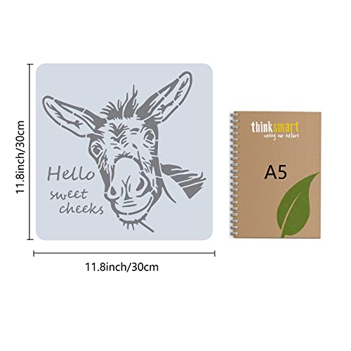 GORGECRAFT 30x30CM Donkey Templates Drawing Painting Stencils Large Reusable Plastic Square Stencils Sign for Painting on Wood Wall Scrapbook Card Floor Tile Drawing DIY Home Decor Crafts - Image 2