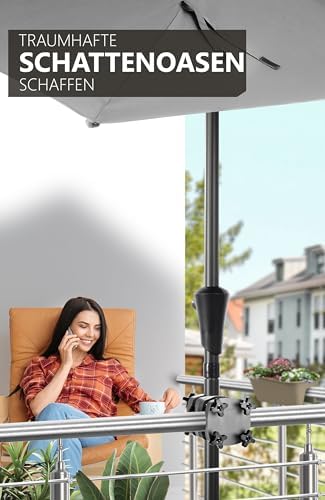 Uchwyt 4smile na parasol balkonowy i barierkę  Sunnyguy, na parasole prostokątne do 210x140cm, okrągłe do 270cm  kompaktowy uchwyt na balkon