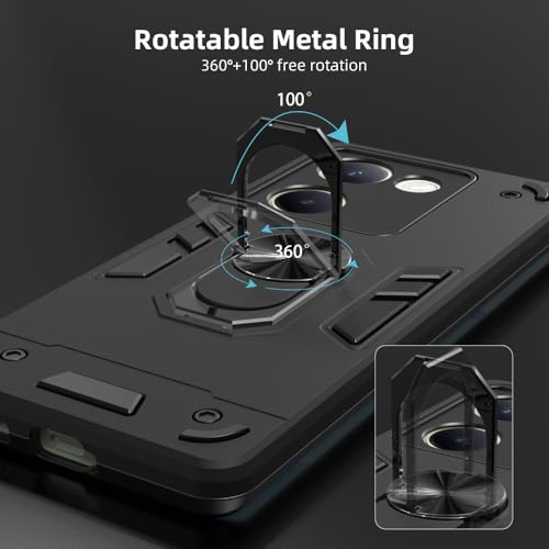 Image of NDCOM for Vivo Y200 Pro Back Cover | Sleek Design for VIVO Y300 Plus 5G Back Cover | Ring Holder Case