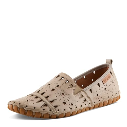 Spring Step Women's Leather Fusaro Loafer Shoe | Comfortable Slip-On Shoes with Rubber Outsole | Ladies Casual Walking Driving Loafers for Work | Grey EU 42 / US 10.5-11