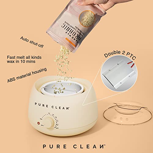Waxing Kit Wax Warmer, PURECLEAN Hair Removal Home Waxing Kit With 4 Bags Hard Wax Beads, 20 Wax Applicator Sticks for Leg, Face, Armpits, Bikini Wax Women Men
