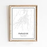 Modern Black & White Poster of Paradise Ca California | 11x17 12x18 16x24 24x36 Unframed Print Wall Art | Minimalism City Traveler Gift | Minimalist Home Office Decor 3