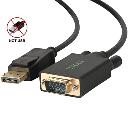 Displayport To Vga Cable 3Ft, Display-Port Dp To Vga Male Adapter Cord Gold-Plated Compatible For Dell, Hp Lenovo, Asus And More - Black #TOP2