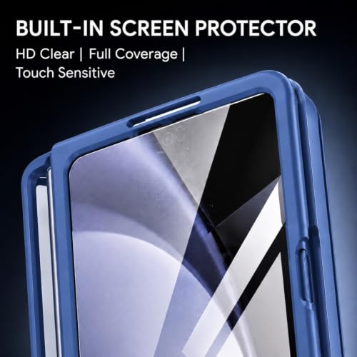 Image of TechTrendz PC Ultra Slim Premium Case For Samsung Galaxy Z Fold 7 Case With Built In Screen Protector With Compact S Pen Holder & Storage Slot,Protective Phone Case For Z Fold 7 Back Cover-Blue