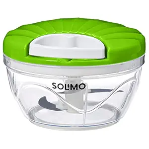 Amazon Brand - Solimo Plastic 500 ml Large Vegetable Chopper with 3 Blades, Green