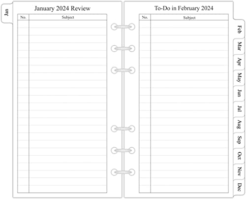 2023-2024 Monthly Planner Refill, 3-3/4" X 6-3/4", 18 Months From July 2023 To December 2024, Personal Size/Size 3 #TOP1