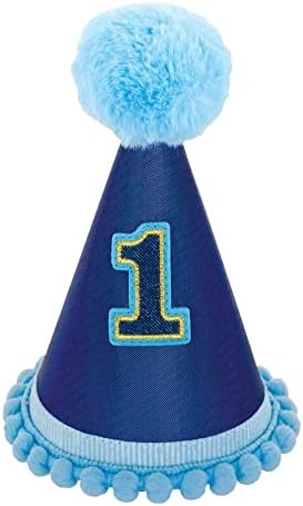 Amscan Baby Boy 1st Birthday Pom Pom Party Hat | Blue | 1 Pc