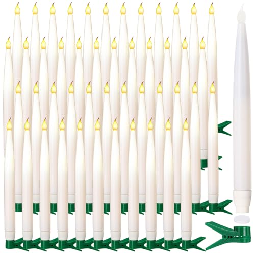Velas LED para árbol de Navidad con clips cónicas a pilas y mecha 3D pack 48