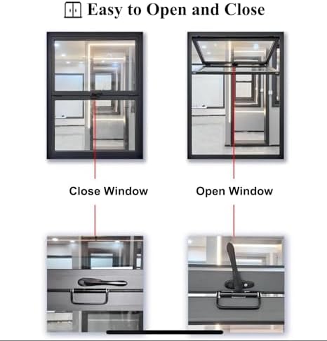 Reinforced Glass Foldable Sliding Window with Safety Lock - 31x20in Flush Mount Concession Window for Snack & Coffee Service - Durable & Secure Design