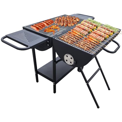 guogiyala Barrel grill charcoal - Barrel charcoal grills with side shelf, Large Sturdy BBQ Charcoal Grill suitable for outdoor camping,backyards, and patios (Extra Large) by guogiyala - Used condition - US$73.66