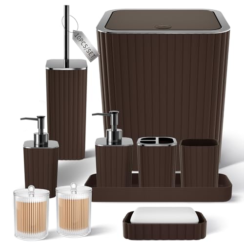 XLHOMO Bathroom Accessories Set - Gorgeous Bathroom Set, 10PC Brown