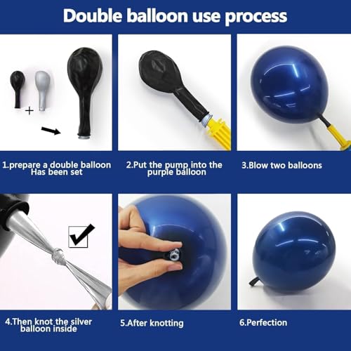 Image of Navy Blue White Balloons Royal Blue Silver Balloon Garland Arch Kit for Birthday Baby Shower Graduation Bridal Shower Business Party Decorations