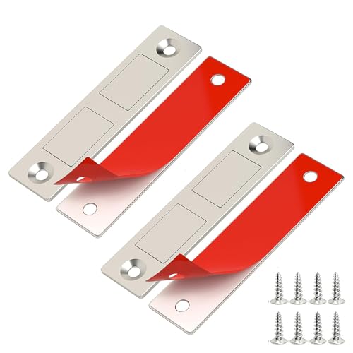 2 Pack Magnetic Door Catch, Cupboard Door Magnets, Magnetic Catches for Cupboards, Cupboard Magnets, Drawer Magnets Closure, for Furniture Closet Cupboard Door Closing(Silver)