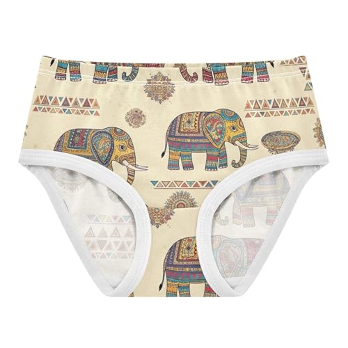 Cotton Girls Underwear Toddlers Colorful Tribal Elephant Beige Cute Panties Girl Fun Kids Undies Briefs 2t
