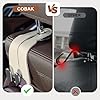 CoBak Purse Hook for Car - Universal Premium Stitched Leather and Aluminum-Magnesium Alloy Double Car Seat Back Storage Hook for Purses, Handbags, Bags (4 Pack),Beige #2