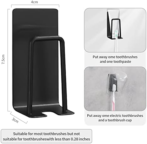Toothbrush holder Wall Mounted, Electric Toothbrush Holder for Bathroom Self Adhesive Electric Toothbrush Stand for Toothbrush Heads, Toothpaste, Toothbrush Cup (Black)