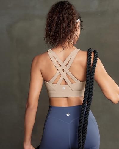 Image of RUNNING GIRL Sports Bra for Women High Support,Strappy Running Supportive High Impact Sports Bras with Sewn in Pads