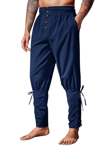 Runcati Mens Medieval Pirate Pants Renaissance Viking Costume Trousers
