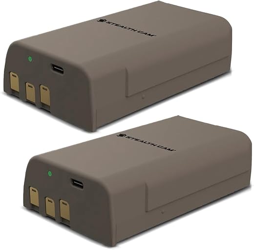 Stealth CAM FieldMax MAX-PAK Rechargeable 12-Volt/5000 mAh Lithium Battery Cartridge, Compatible w/Stealth Cam Hunting Cellular Trail Cameras, USB Charging Cable Included, 2-Pack