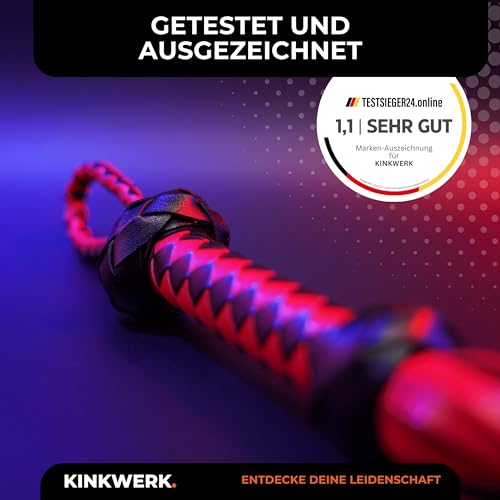 Kinkwerk Flogger in Rot/Schwarz aus PU-Kunstleder