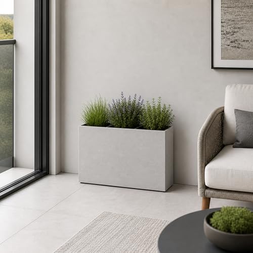 Smooth Rectangular Fiber Cement Planter, Gray, 31.1 x 11 x 24.8 in by Oakland Living - Used condition - US$84.70