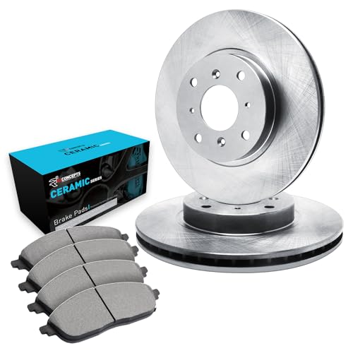 R1 Concepts Front Brake Kit For 2015-2019 Nissan Micra, 2012-2019 Nissan Versa| Blank Brake Rotors| Ceramic Brake Pads and Rotors Kit