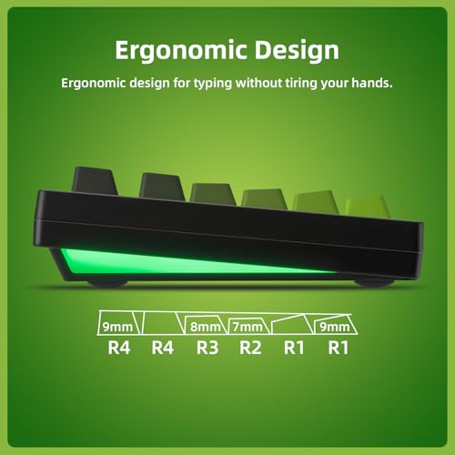 Image of ZORNHER ZH870 Wireless Mechanical Gaming Keyboard,80% Green Custom Creamy Sound Keyboard with Shine Through PBT Keycaps,Pre-lubed Linear Switches,Hot-Swappable,RGB Backlit,2.4GHz /USB-C /BT5.0