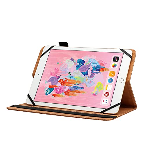Aimigel Universal Tablet Case for 9.5-10.5 inch Tablet,Stand Folio Flip Case PU Leather Cover (for iPad 9.7/10.2/10.5,Galaxy Tab A 10.1) with Adjustable Fixing Band Multiple Viewing Angles–Brown by Aimigel - Image 2